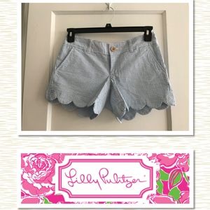 Lilly Pulitzer Blue Seersucker Buttercup Shorts